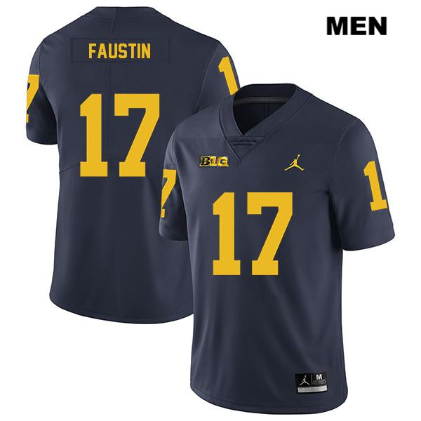 Men's NCAA Michigan Wolverines Sammy Faustin #17 Navy Jordan Brand Authentic Stitched Legend Football College Jersey JO25A84BR